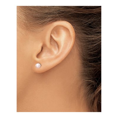 Sterling Silver Round Pink Freshwater Cultured Pearl Girls' Stud Earrings – view 3