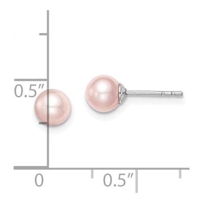 Sterling Silver Round Pink Freshwater Cultured Pearl Girls' Stud Earrings – view 4