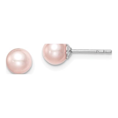 Sterling Silver Round Pink Freshwater Cultured Pearl Girls' Stud Earrings