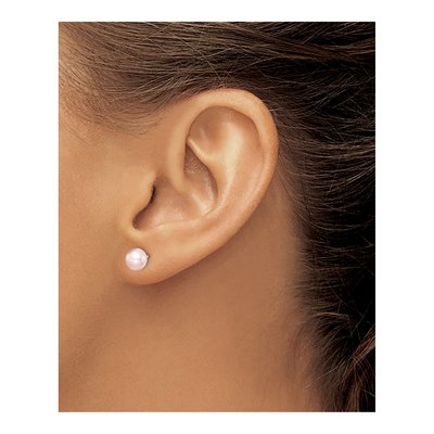 Sterling Silver Round Pink Freshwater Cultured Pearl Girls' Stud Earrings – view 3