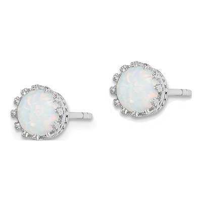 Sterling Silver 6mm Round Lab-Created Opal Stud Earrings – view 3