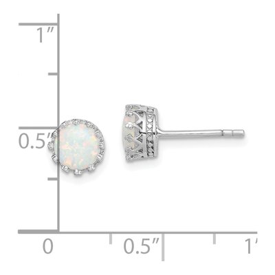 Sterling Silver 6mm Round Lab-Created Opal Stud Earrings – view 5