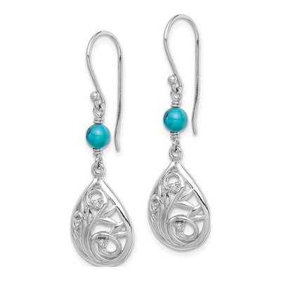 Sterling Silver CZ Teardrop Dangle Earrings – view 3