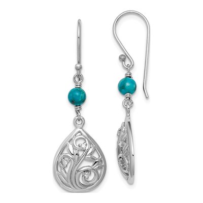 Sterling Silver CZ Teardrop Dangle Earrings