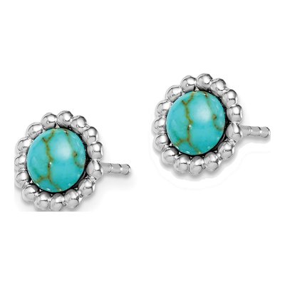 Sterling Silver Lab-Created Turquoise Stud Earrings – view 3