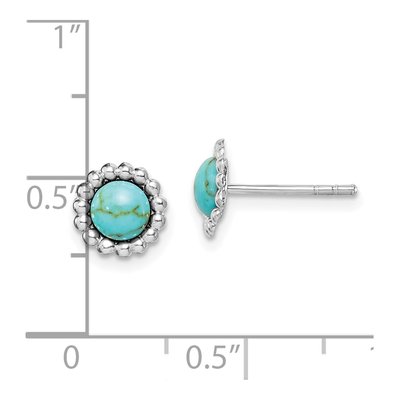 Sterling Silver Lab-Created Turquoise Stud Earrings – view 5