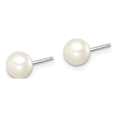 Sterling Silver Round Freshwater Cultured Pearl Stud Earrings – view 2