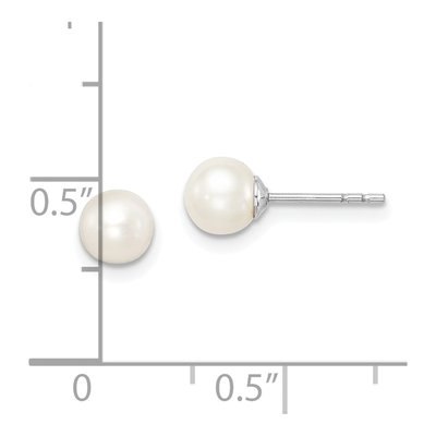 Sterling Silver Round Freshwater Cultured Pearl Stud Earrings – view 4