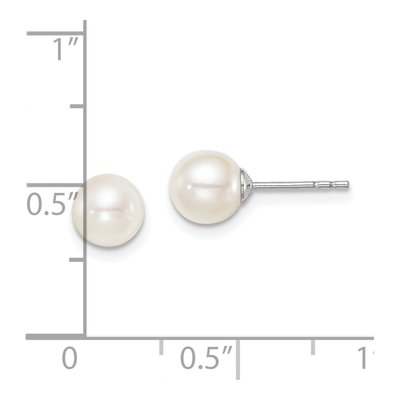 Sterling Silver Round Freshwater Cultured Pearl Girls' Stud Earrings – view 4