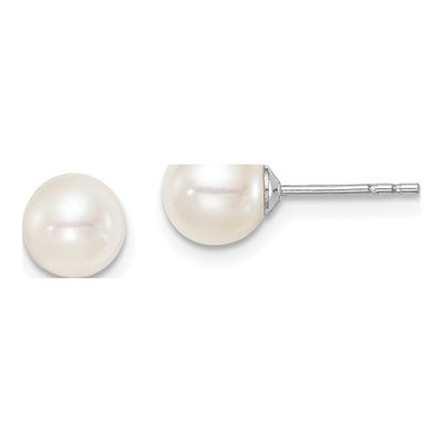 Sterling Silver Round Freshwater Cultured Pearl Girls' Stud Earrings