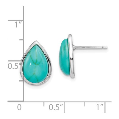 Sterling Silver Simulated Turquoise Teardrop Stud Earrings – view 5