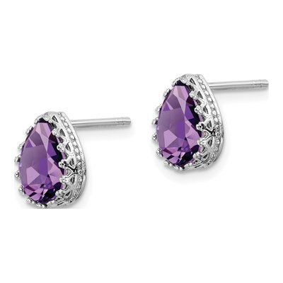 Sterling Silver Amethyst Pear Stud Earrings – view 3