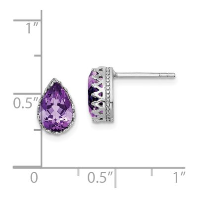 Sterling Silver Amethyst Pear Stud Earrings – view 5