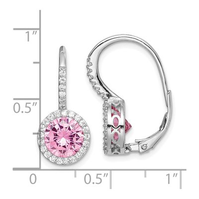 Sterling Silver CZ Halo Leverback Earrings – view 5