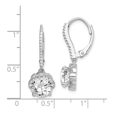 Sterling Silver CZ Flower Leverback Earrings – view 5