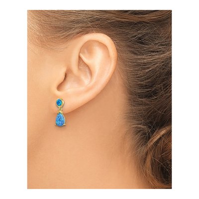 Gold-Plated Sterling Silver Lab-Created Opal Dangle Earrings – view 4