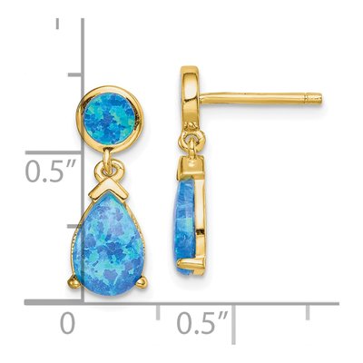 Gold-Plated Sterling Silver Lab-Created Opal Dangle Earrings – view 5
