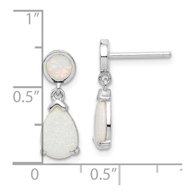 Sterling Silver Lab-Created Opal Teardrop Dangle Earrings – view 5