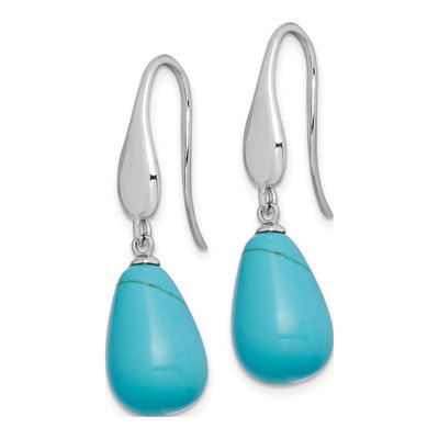 Sterling Silver Simulated Turquoise Teardrop Dangle Earrings – view 3
