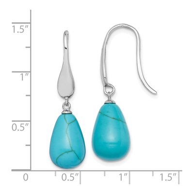 Sterling Silver Simulated Turquoise Teardrop Dangle Earrings – view 5