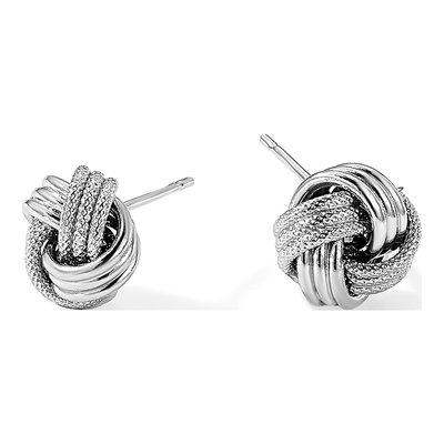 Sterling Silver Love Knot Stud Earrings – view 6