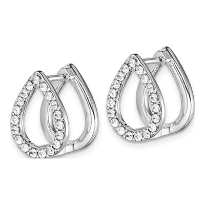 Sterling Silver 16mm CZ Enamel Huggie Hoop Earrings – view 3