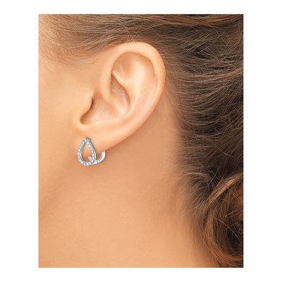 Sterling Silver 16mm CZ Enamel Huggie Hoop Earrings – view 4