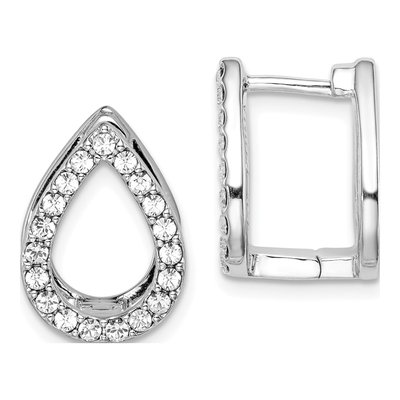 Sterling Silver 16mm CZ Enamel Huggie Hoop Earrings