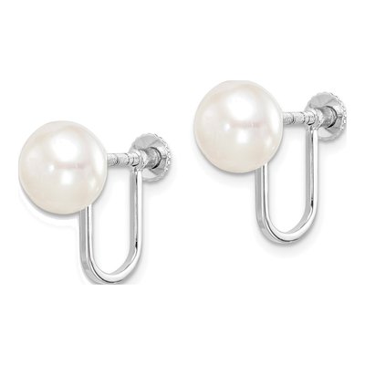 Sterling Silver Button Freshwater Cultured Pearl Non-Pierced Stud Earrings – view 3