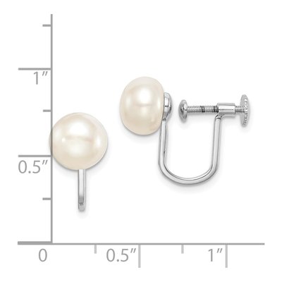 Sterling Silver Button Freshwater Cultured Pearl Non-Pierced Stud Earrings – view 5