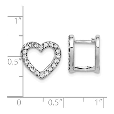 Sterling Silver 13mm Crystal Reversible Enamel Heart Huggie Hoop Earrings – view 5