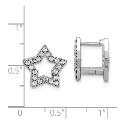 Sterling Silver 14mm Crystal Enamel Star Huggie Hoop Earrings – view 5