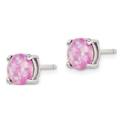 Sterling Silver 7mm Round Lab-Created Opal 3-Pair Set Stud Earrings – view 3