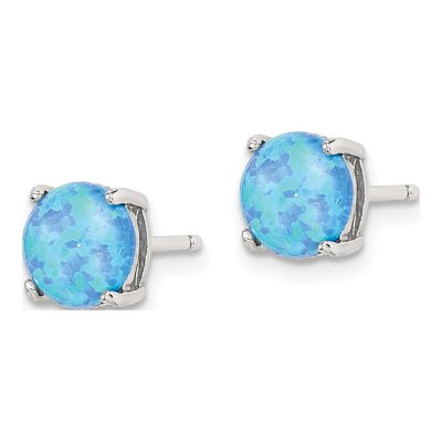 Sterling Silver 7mm Round Lab-Created Opal 3-Pair Set Stud Earrings – view 5