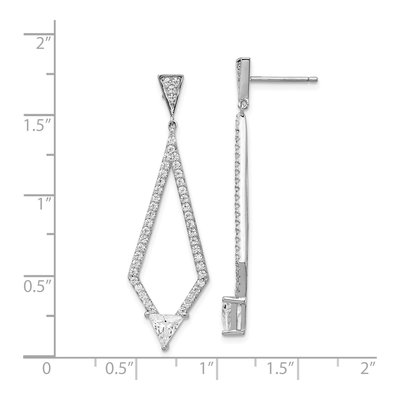 Sterling Silver CZ Diamond-Shape Dangle Earrings – view 5
