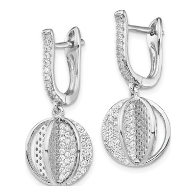 Sterling Silver CZ Sphere Dangle Earrings – view 3