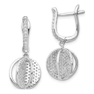 Sterling Silver CZ Sphere Dangle Earrings