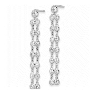 Sterling Silver CZ 2-Strand Dangle Earrings – view 3