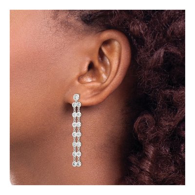 Sterling Silver CZ 2-Strand Dangle Earrings – view 4