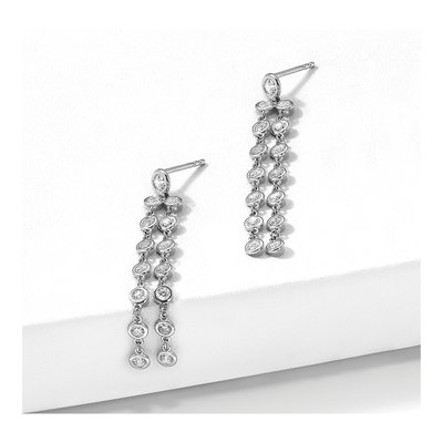 Sterling Silver CZ 2-Strand Dangle Earrings – view 6