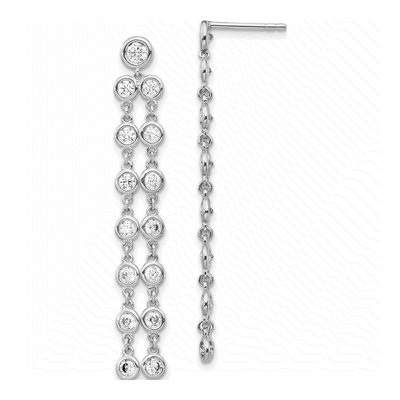 Sterling Silver CZ 2-Strand Dangle Earrings