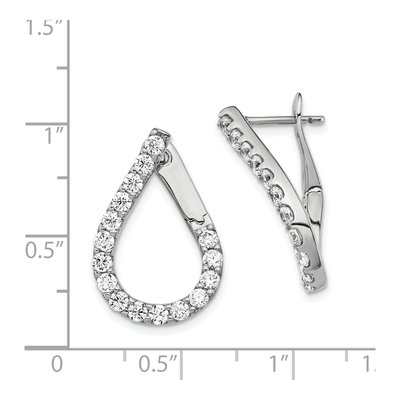 Sterling Silver 23mm CZ Teardrop Hoop Earrings – view 5