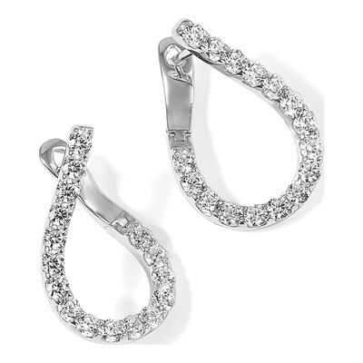 Sterling Silver 23mm CZ Teardrop Hoop Earrings – view 6