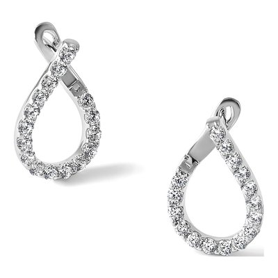 Sterling Silver 23mm CZ Teardrop Hoop Earrings – view 7