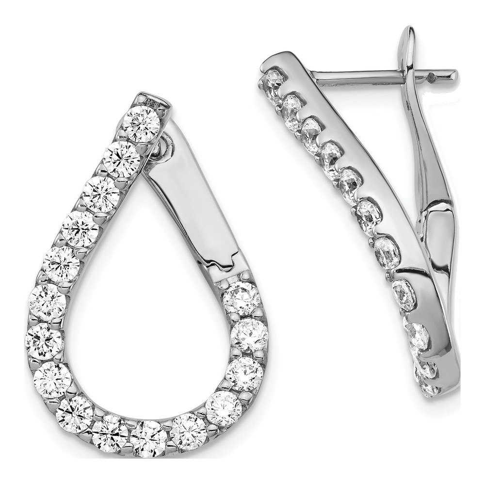 Sterling Silver CZ Teardrop Hoop Earrings