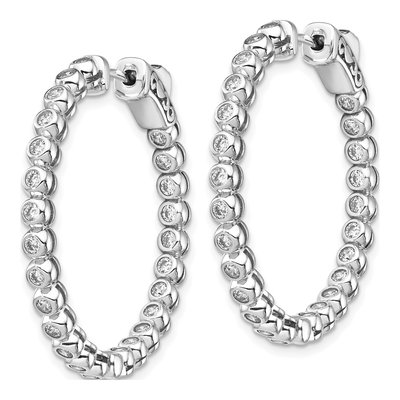 Sterling Silver 31mm CZ In-And-Out Hoop Earrings – view 3