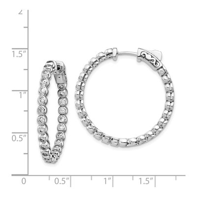 Sterling Silver 31mm CZ In-And-Out Hoop Earrings – view 5