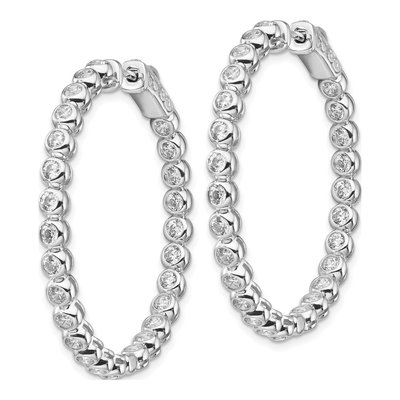 Sterling Silver 36mm CZ Inside-Out Hoop Earrings – view 3