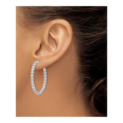 Sterling Silver 36mm CZ Inside-Out Hoop Earrings – view 4