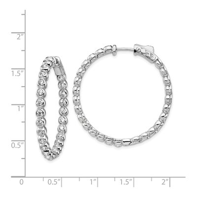 Sterling Silver 36mm CZ Inside-Out Hoop Earrings – view 5